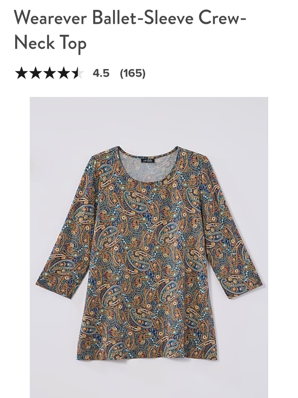 J. Jill Paisley Ballet-Sleeve Crew-Neck Top in Multi Navy and Gold